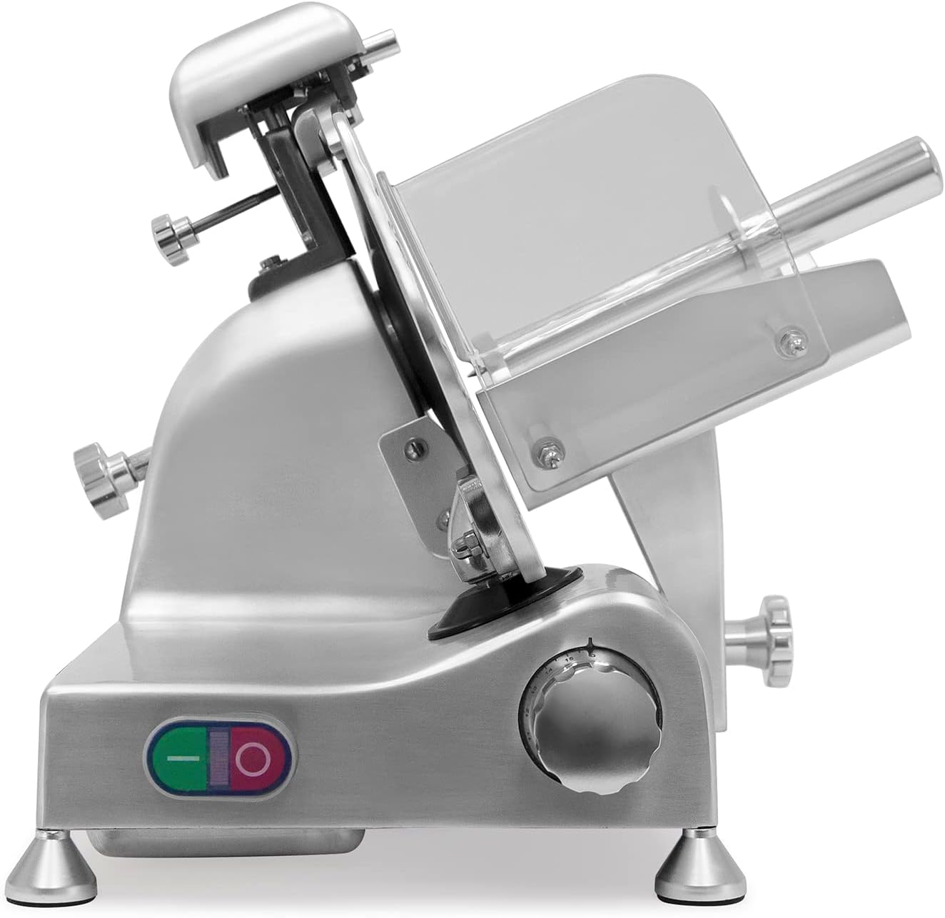 KWS Metal Collection MS-10DT Commercial 320W 10-Inch Meat Slicer Anodized Aluminum Base with Teflon Blade + Blade Removal Tool, Frozen Meat/Cheese/Food Slicer Quiet [ ETL, NSF Certified ]