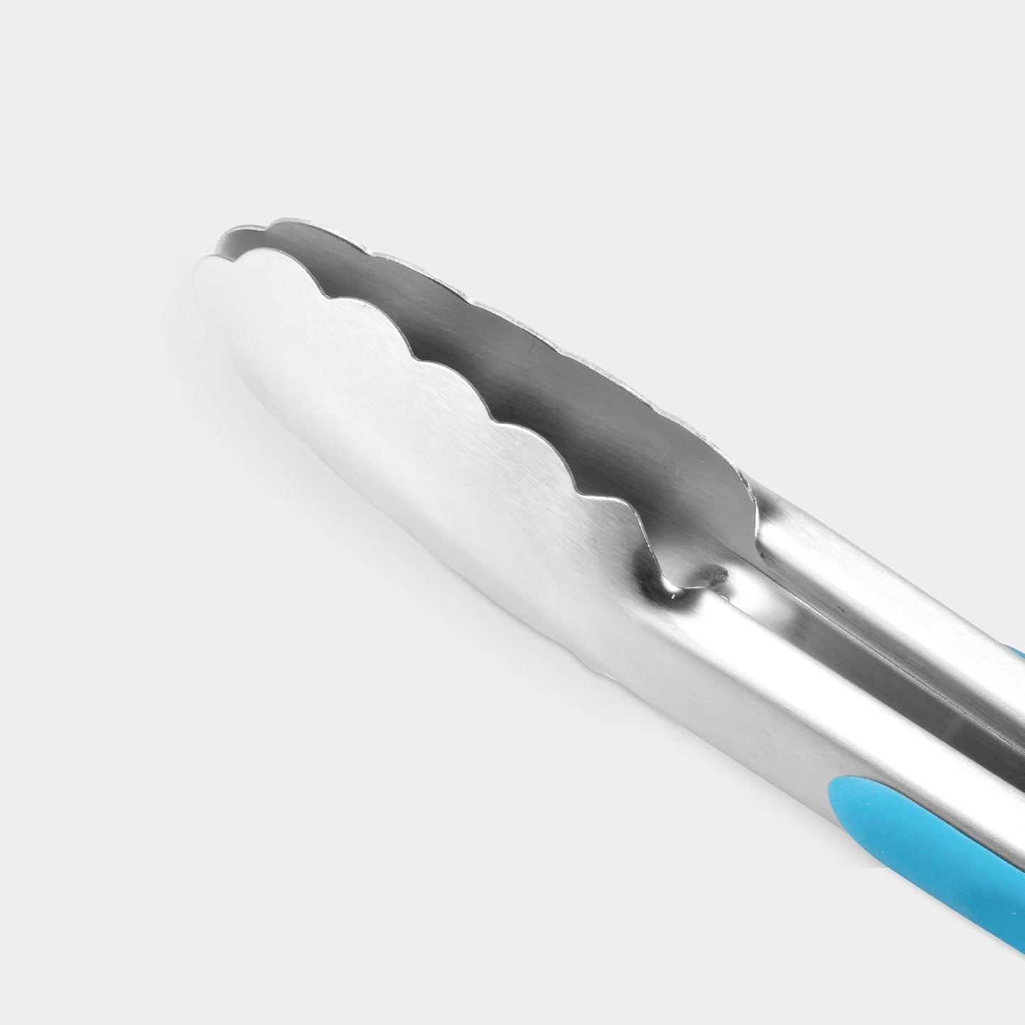 ALLWIN-HOUSEWARE W 304 Stainless Steel Kitchen Cooking Tongs, 9" and 12" Set of 2 Sturdy Grilling Barbeque Brushed Locking Food Tongs with Ergonomic Grip, Blue