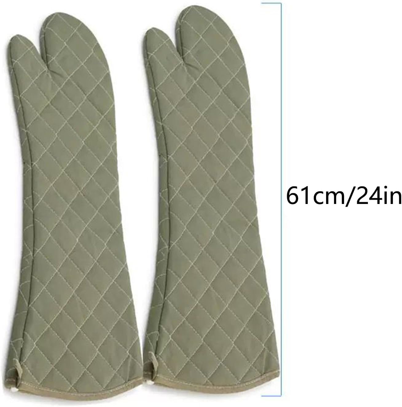 Extra Long 24 Inch Heat Resistant Oven Gloves New Cotton Oven Mitts Kitchen Gloves High Temperature Cooking Tool BBQ Gloves (24" Green, 24 Inch)