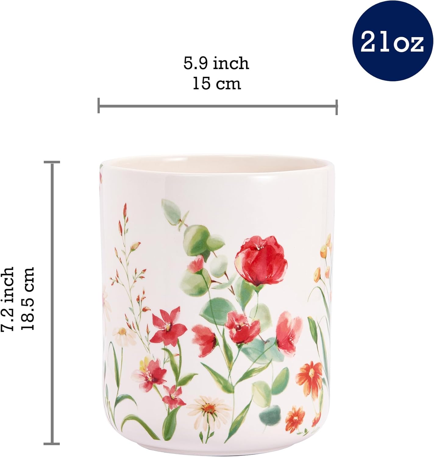 Bico Summer Provence Ceramic Utensil Holder Set of 2, Ceramic Kitchen Utensil Crocks for Countertop, Large Cooking Tool Holder Counter Decor, Spatula Organizer