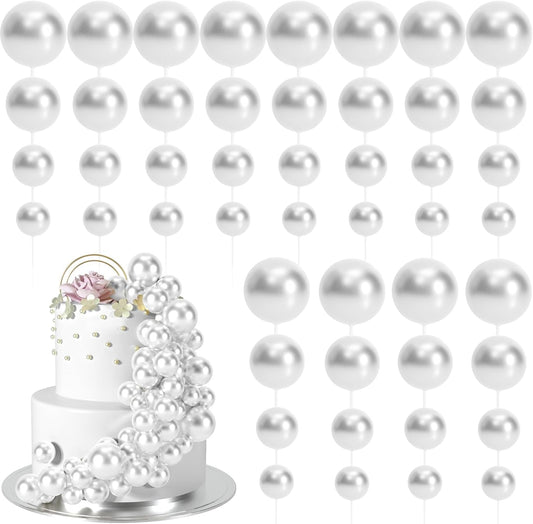 48 Pcs Silver Balls Cake Topper Decorations Balloon Cupcake Toppers Foam Cake Topper Balls Cake Balls Decorations for Birthday Party Wedding Anniversary Cake Decorating
