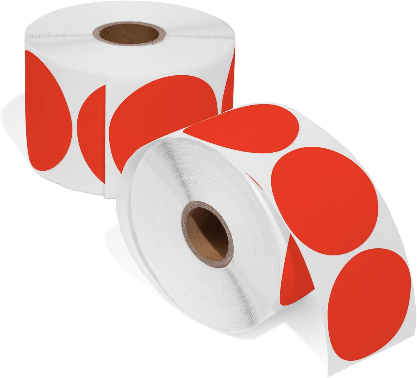 Spartan Industrial - 2" Direct Thermal Circle Labels - Red Round Stickers for Color Coding, Inventory Tags, and More (2 Rolls, 750/Roll)