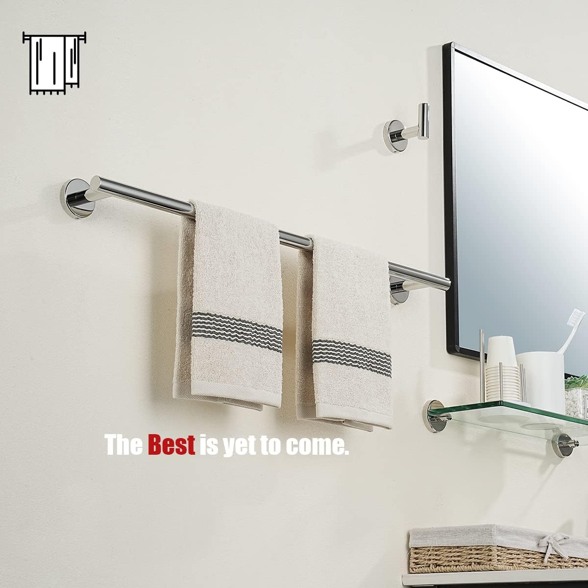 JQK Chrome Towel Bar, 27 Inch 304 Stainless Steel Thicken 0.8mm Towel Rack Bathroom, Towel Holder Polished Finished Wall Mount, Useable Length 24 Inch 2 Pack, TB110L24-CH-P2