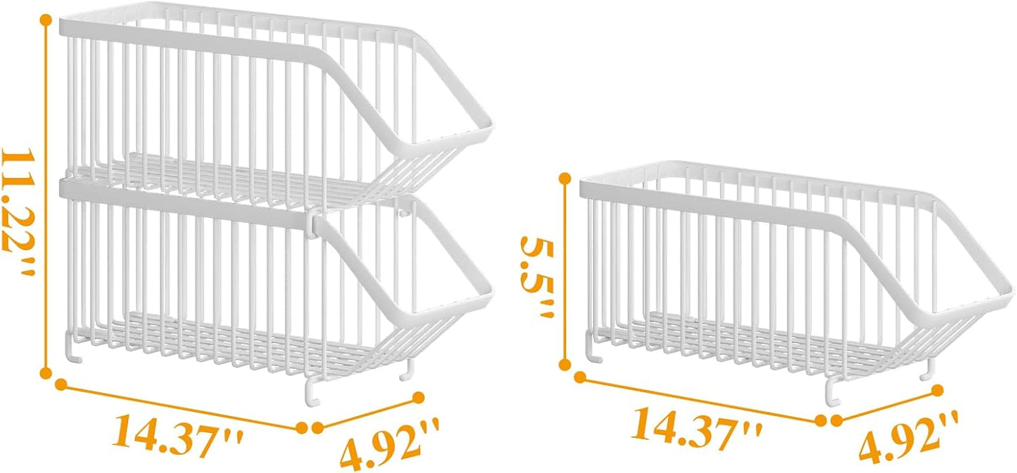 GILLAS 8 Pack Stackable Soda Can Organizer for Refrigerator, Can Holder Dispenser, Canned Food Storage Rack for Fridge, Kitchen, Countertops, Cabinets, White