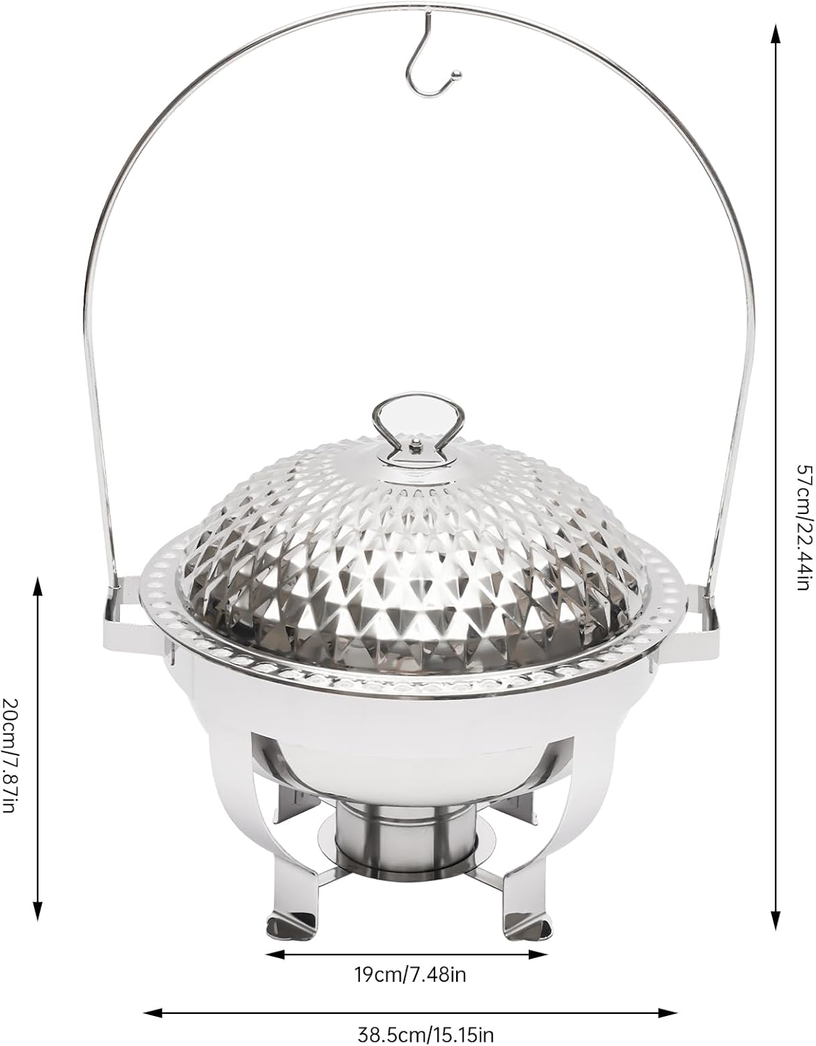Chafing Dish Buffet Set Silver Accent, 4.5L Round Stainless Steel Chafer, Upgraded Buffet Servers and Warmers Set Warming Tray for Wedding, Parties, Banquet and Events (Silver)
