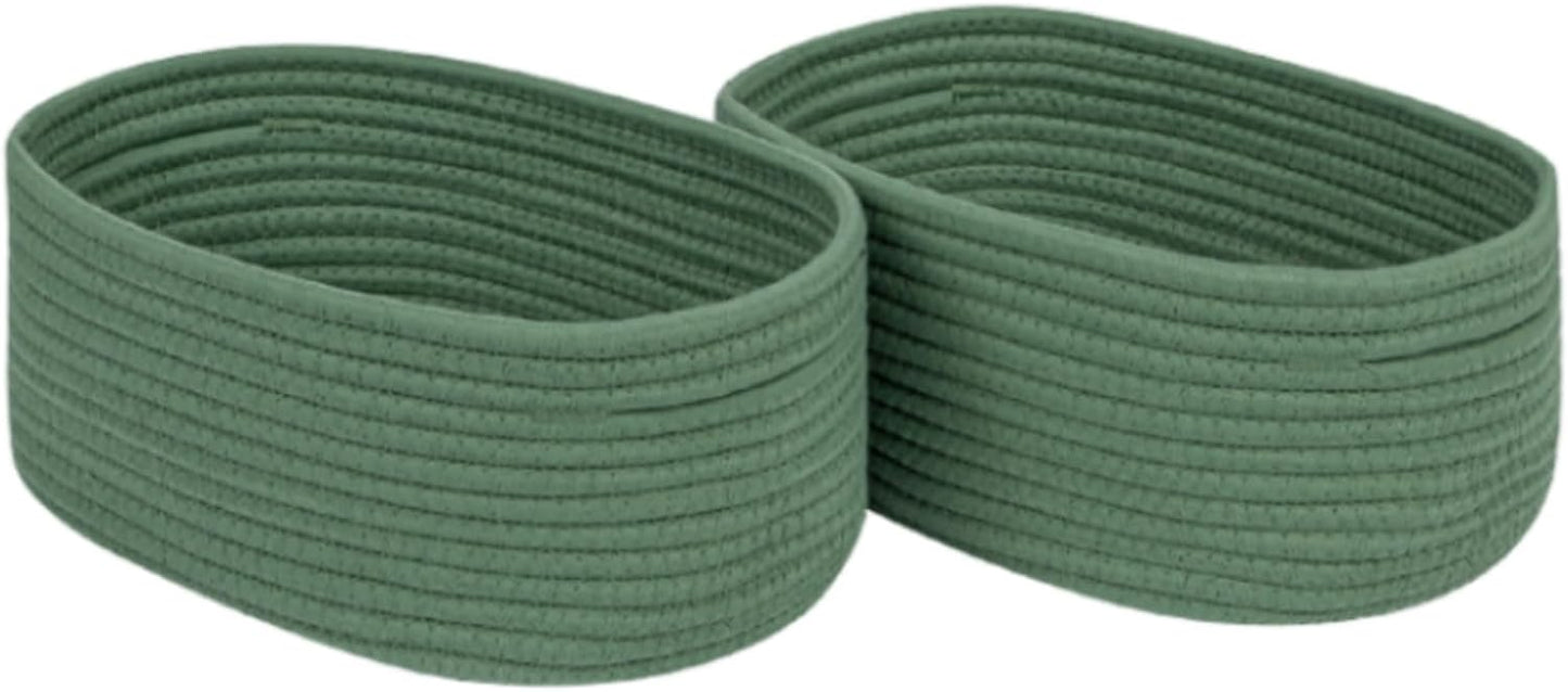 CubesLand Cube Shelf Closet Storage Baskets Bins Set 2,Woven Basket for Organizing/Storage,Long-lasting &Skin-friendly Toy Storage Basket Bin,Stylish Room Decor Basket,Cotton Rope Basket Green