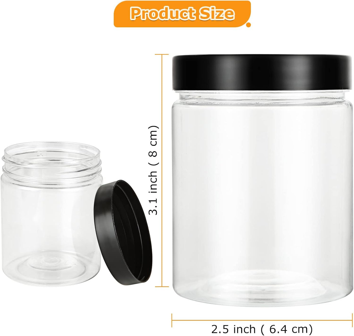 40PCS Plastic Jars With Lids 8oz Empty Clear Small Containers for Storing Dry Food, Makeup, Slime, Honey, Jam - Storage Jars