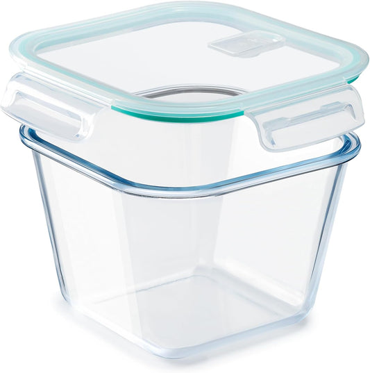 NUTRIUPS 2.0L Large Glass Food Storage Containers,6.8×5in Deep Square Meal Prep Containers, Glass Microwave Bowls with Lids