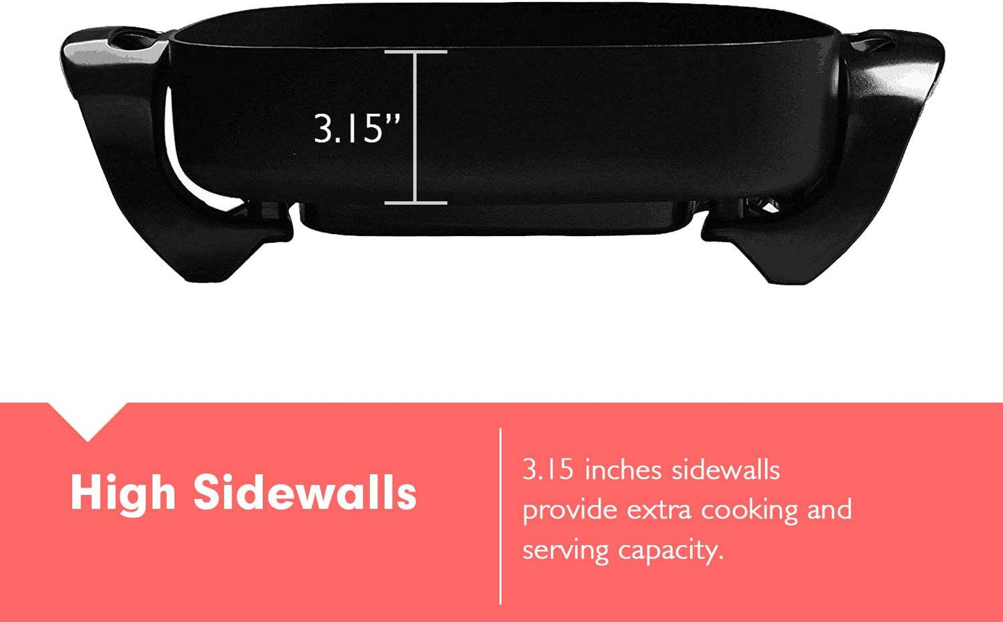 Caynel 12 x 12 Inch Nonstick Ceramic Electric Skillet with Glass Lid, Aluminum Body, 1400-Watts, Adjustable Temperature Controller Goes Up to 460 Degrees for Fry, Bake, Steam or Simmer, Easy to Clean