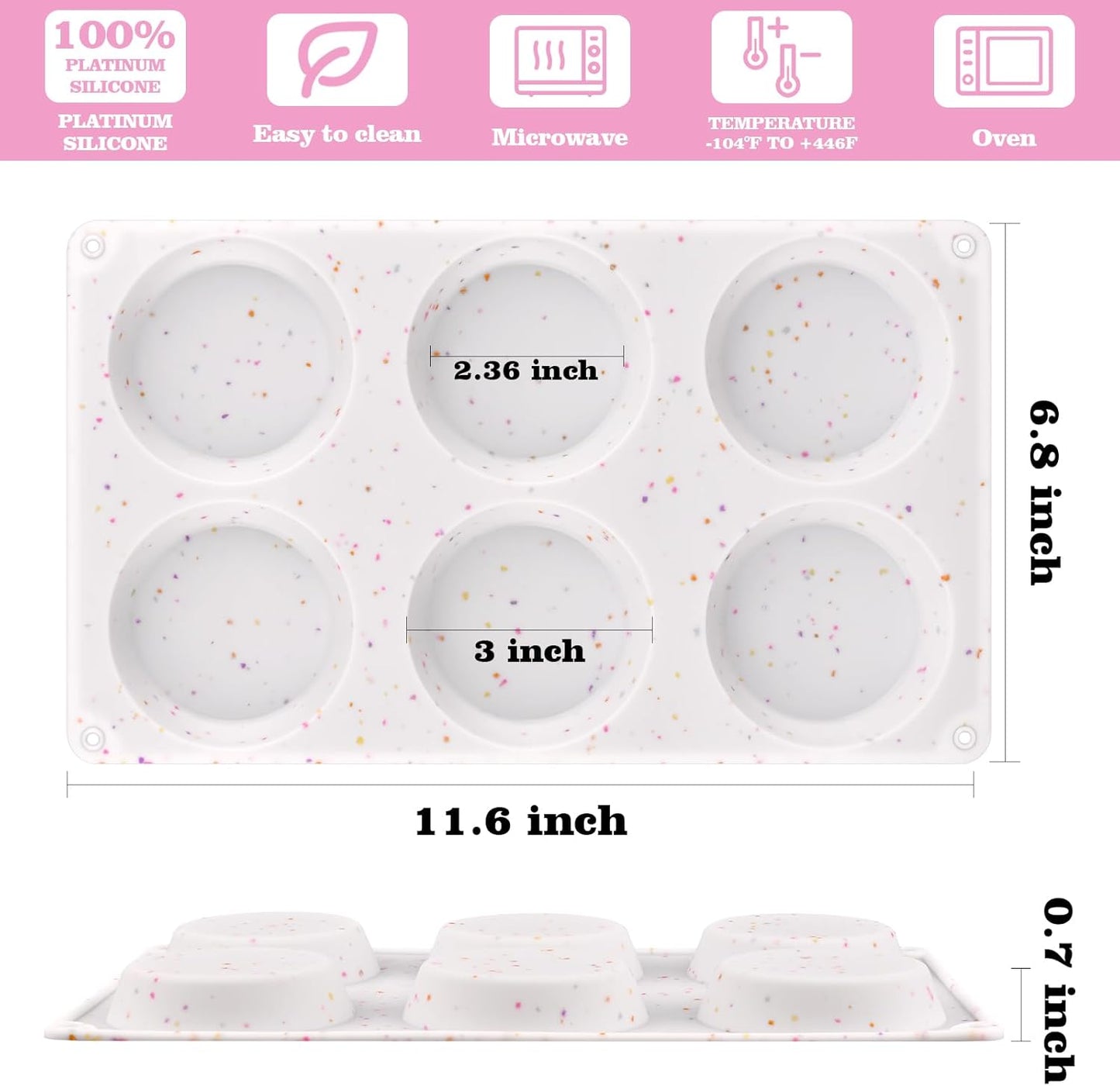 Sakolla 2 Pack Muffin Top Pans, Silicone Egg Molds for Breakfast Sandwiches 3 Inch Round Baking Pan for English Muffins, Egg Bites, Hamburger Bun, Corn Bread, Whoopie Pies, Tarts