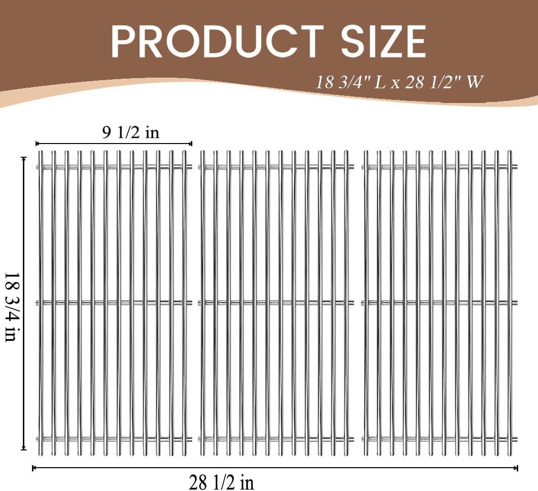 SF301C (3-Pack) 18 3/4" Stainless Steel Cooking Grid for Master Forge B10LG25 Members Mark B09SMG1-3F, B09SMG-3, BQ05046-6, BQ05046-6A, BQ06042-1 Grill BBQ Tek GSC3219TA, GSC3219TN,