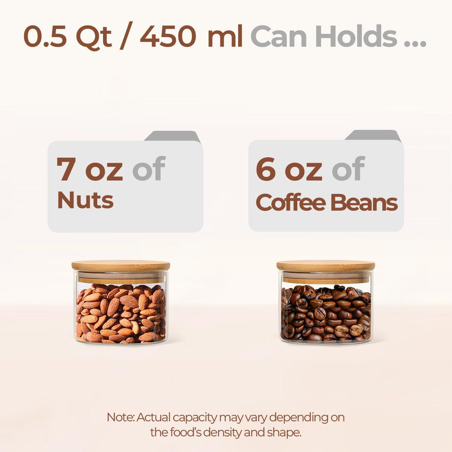 ComSaf 0.5 Qt Glass Food Storage Jars Set of 6, Clear Glass Storage Containers with Lids, Pantry Organization Jar, Spice, Blooming Tea, Coffee, Cookie and Sugar Container, Small jar Set for Kitchen