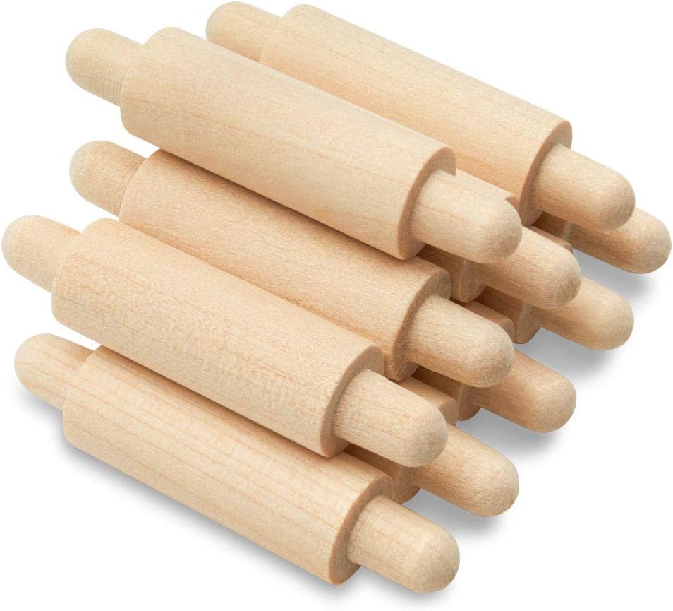 Wooden Mini Rolling Pin, 1-1/2 inches, Pack of 25, Perfect for Scrapbook Projects, Miniatures, Party Decor, and Crafts, by Woodpeckers