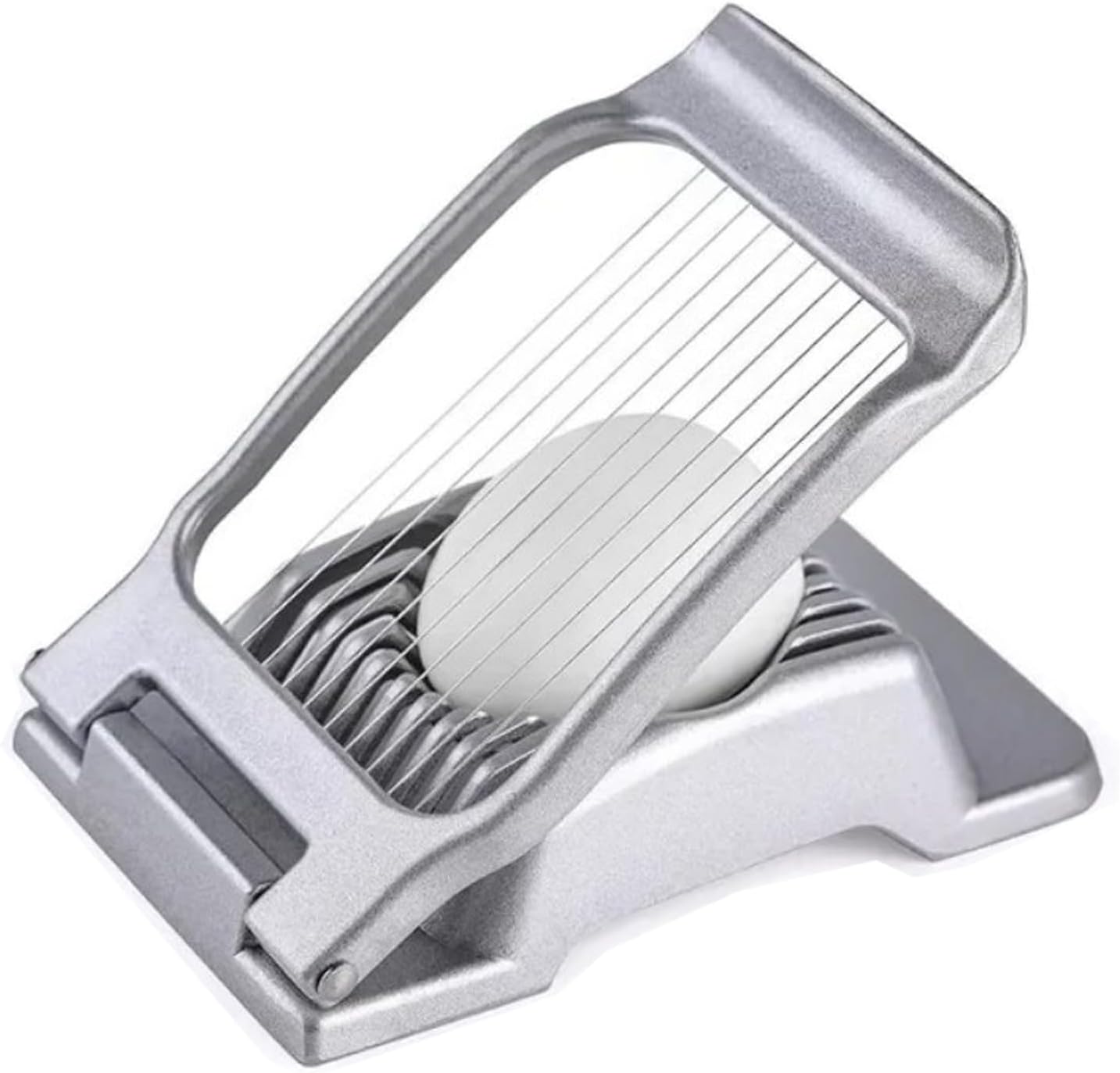 Egg Slicer for Hard Boiled Eggs, Heavy Duty Metal Stainless Steel Aluminum Alloy Egg Cutter for Egg Strawberry Mushroom Hot Dog Soft Fruit Kitchen Tool (Silver)