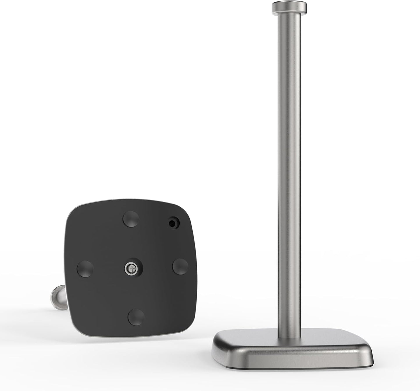 Paper Towel Holder Countertop, Paper Towel Dispenser Standing Weighted Base Non-Slip, Fit Most Size Tissue Roll, Stainless Steel Paper Towel for Home Kitchen Countertop Tabletop, Sliver