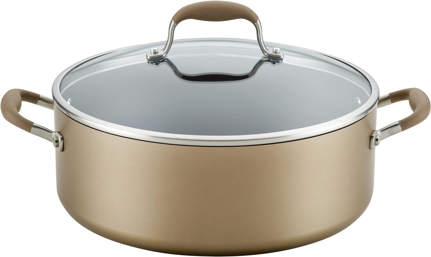 Anolon Advanced Home Hard-Anodized Nonstick Wide Stock Pot/Stockpot (7.5-Quart, Bronze)