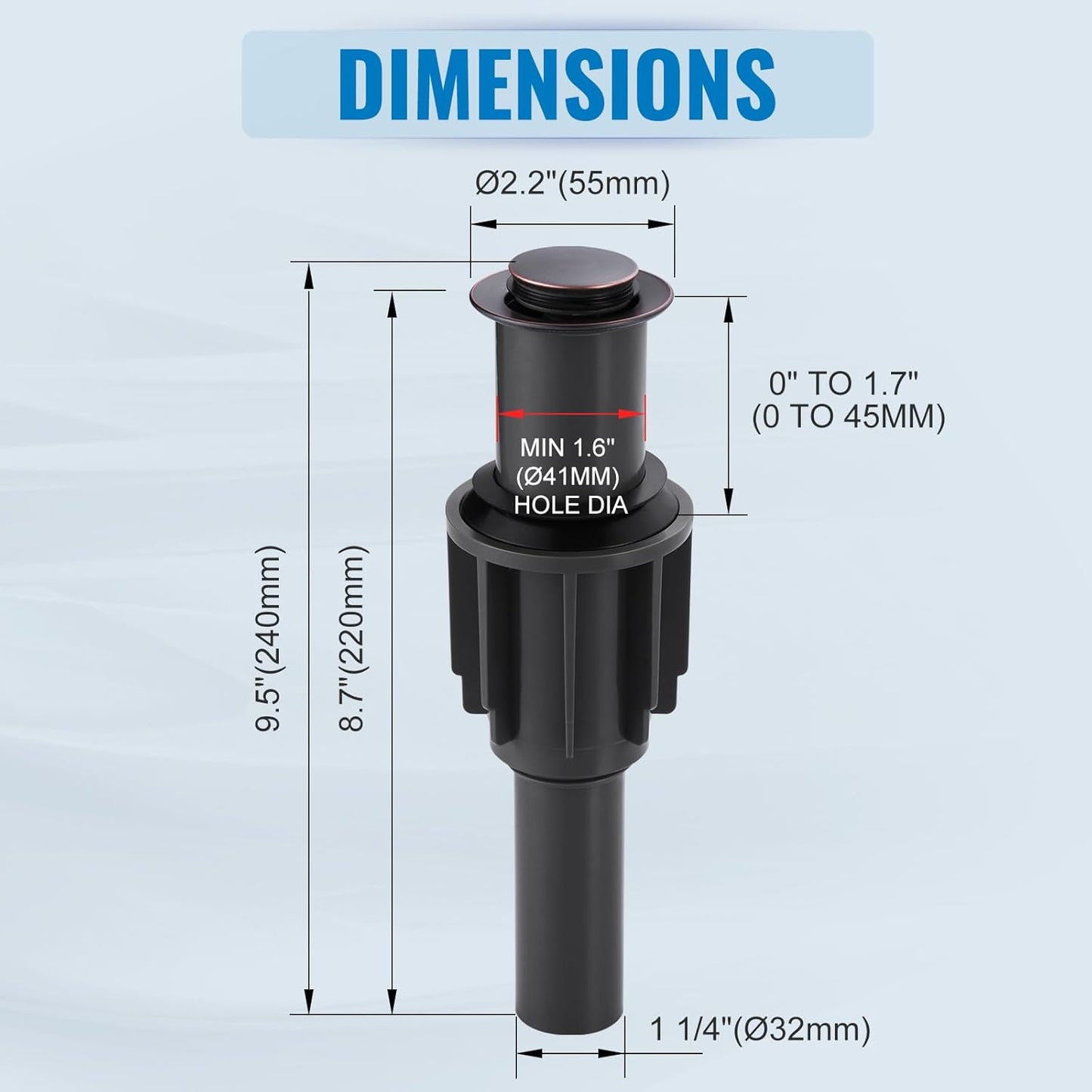 ALEASHA Pop Up Sink Drain Without Overflow, Bathroom Sink Drain Vessel Sink Stopper Pop Up Sink Drain Stopper, Pop Up Drain for Bathroom Sink Drain Strainer for Hair Catcher,Oil Rubbed Bronze