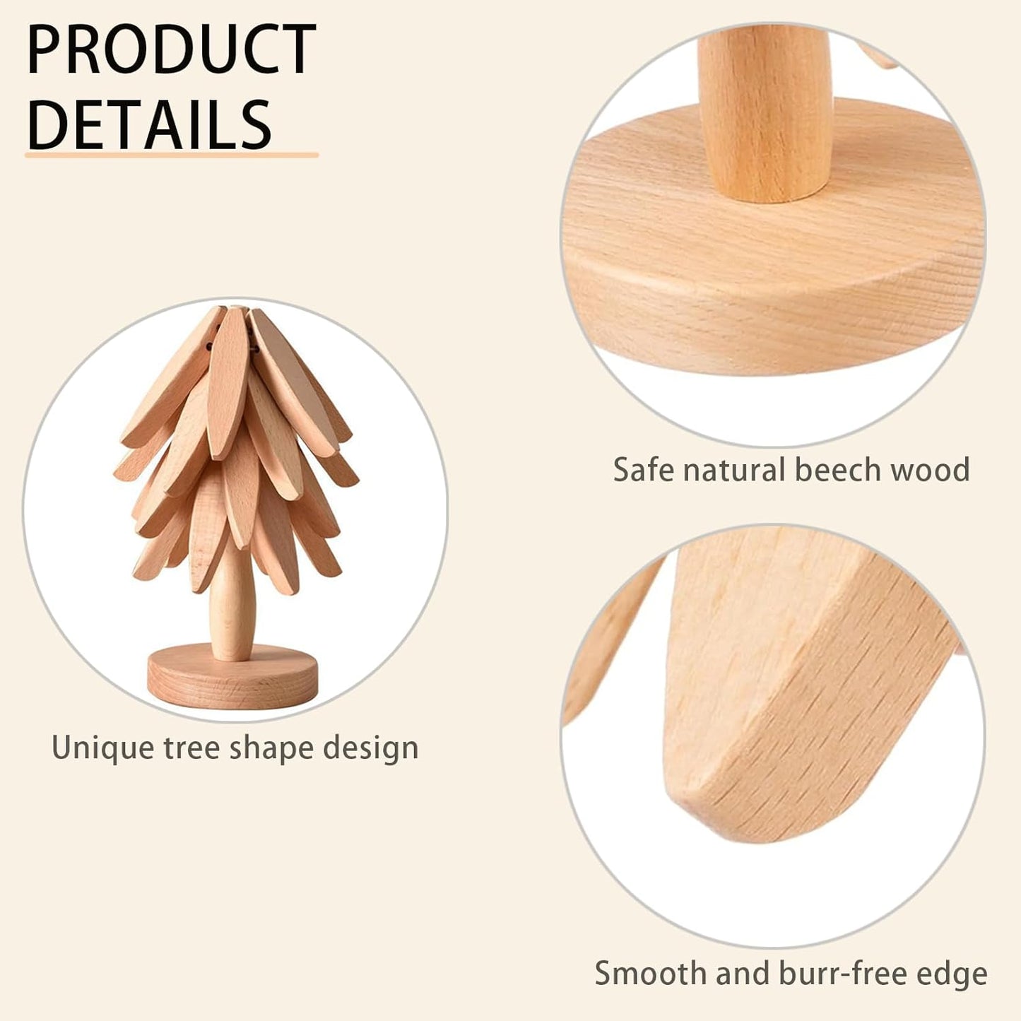 Premium Wooden Trivets Set of 4，Natural Wood Heat Resistant Coasters for Hot Pots, Pans, and Dishes - Eco-Friendly Kitchen Accessories for Dining Table, Countertop, and Stovetop Protection