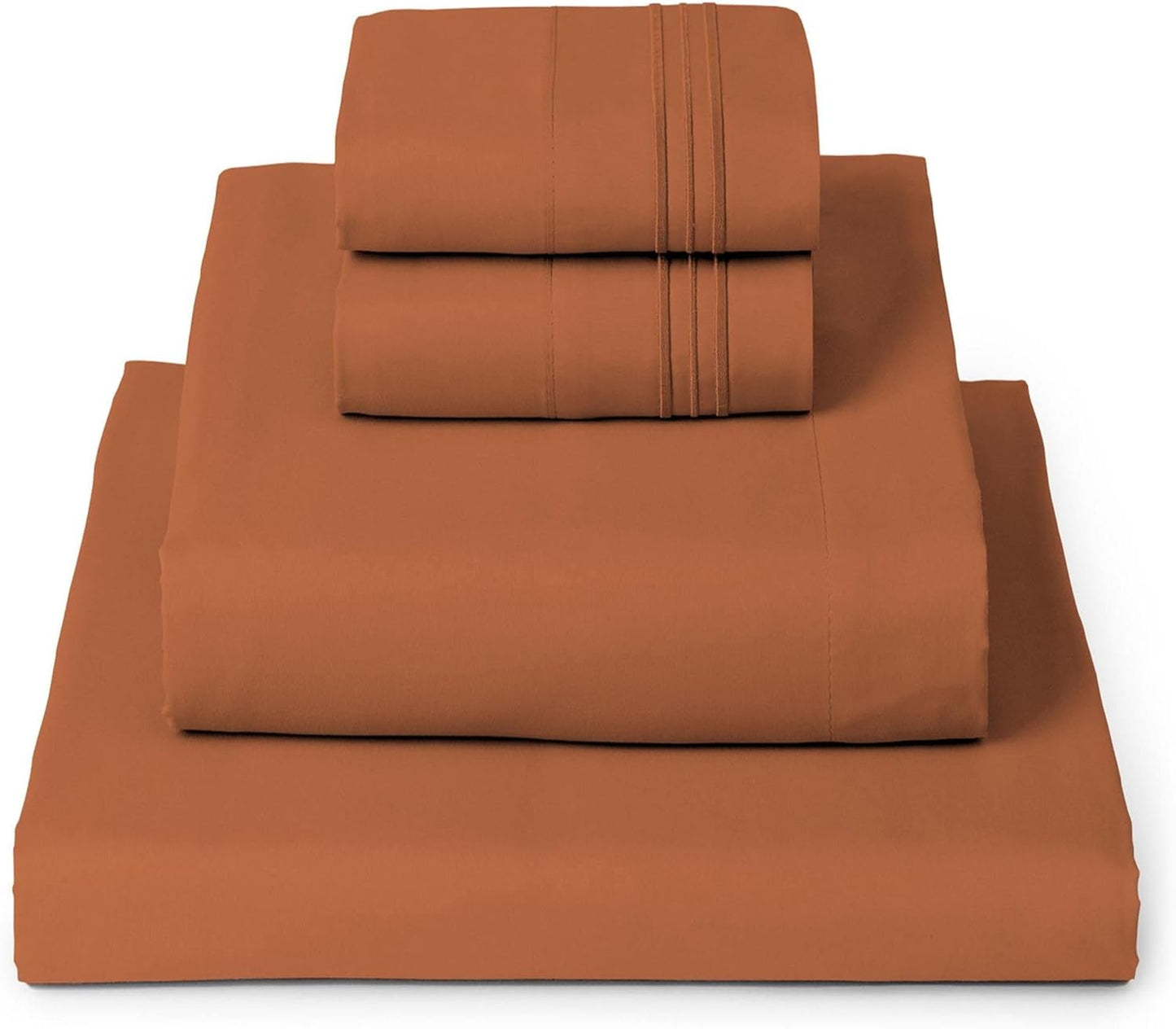 Mellanni King Sheets Set - 4 PC Iconic Collection Bedding - Hotel Luxury, Extra Soft, Cooling Bed Sheets - Wrinkle, Fade, Stain Resistant (King, Terracotta)