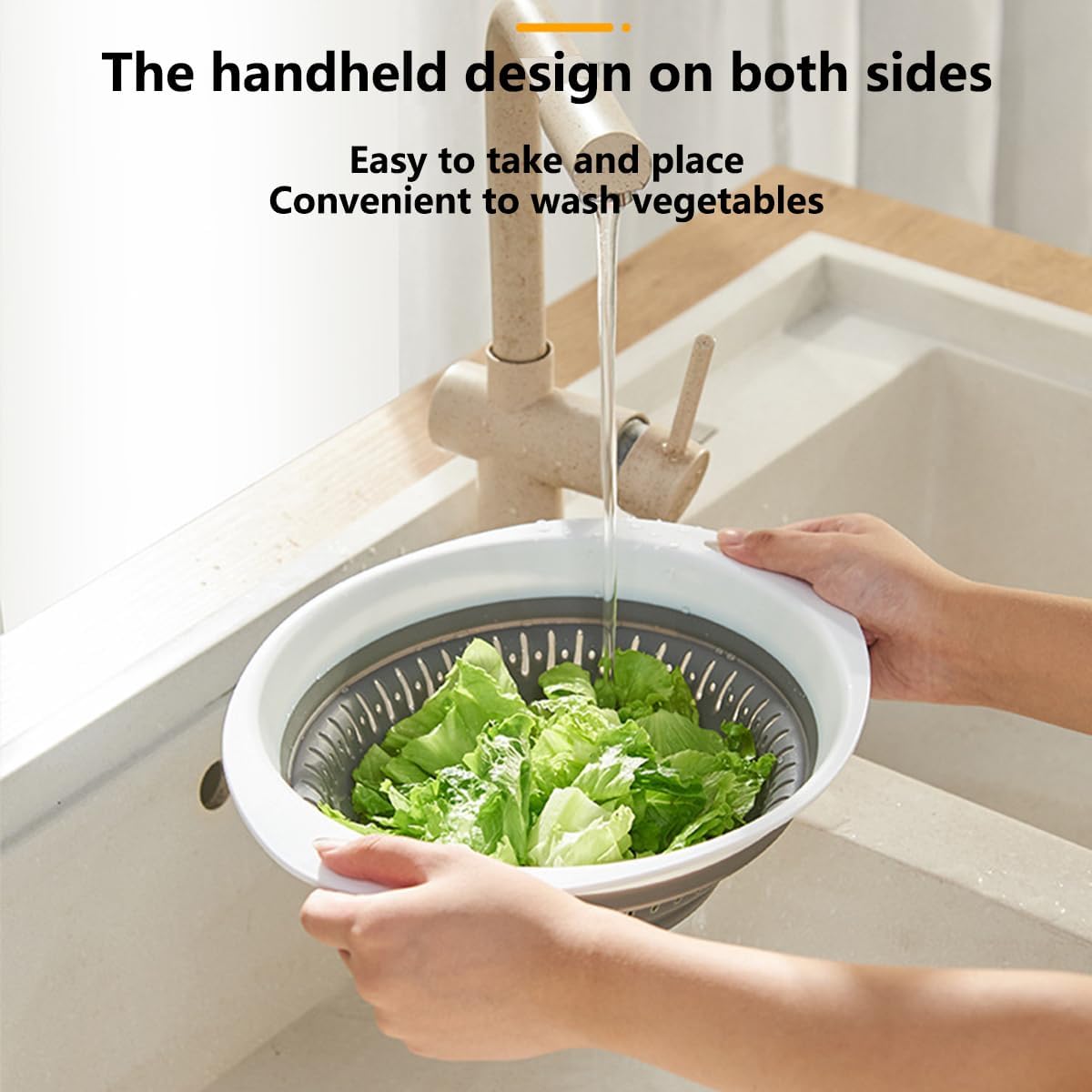 Collapsible Colander and Strainer,Silicone Strainer Colanders & Food Strainers,for Vegetable and Fruit, Kitchen Essentials (2, White, 2.5L+2.5L)