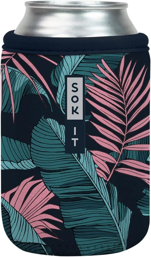 Sok It CanSok Sleeve for Beer & Soda Insulated Neoprene Cover (Midnight Tropics, 12oz Can Sleeve)