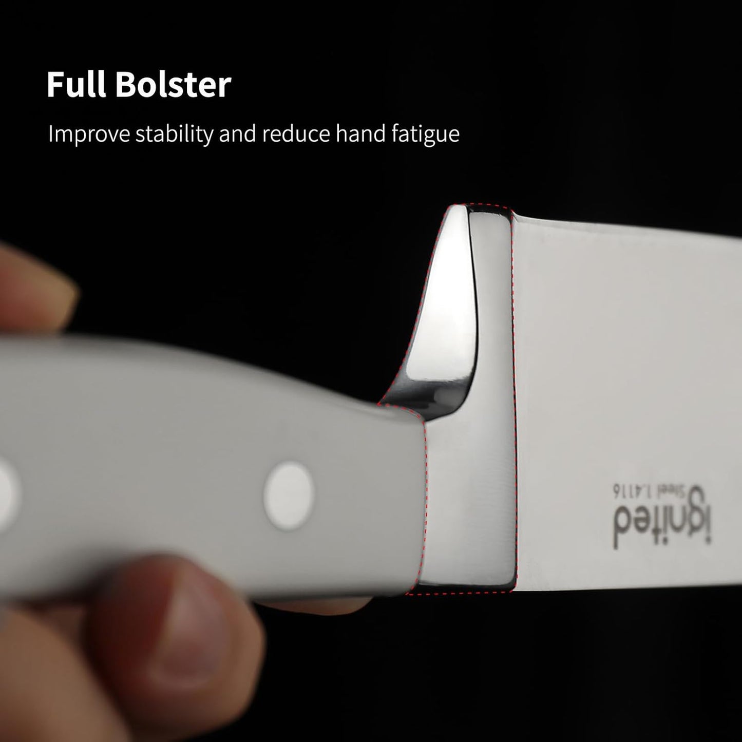 8 inch Chef Knife, High Carbon 1.4116 German Steel Kitchen Knife, Ultra Sharp Chefs Knife with Beautiful White ABS Handle, Professional Cooking Knife with Luxury Gift Box