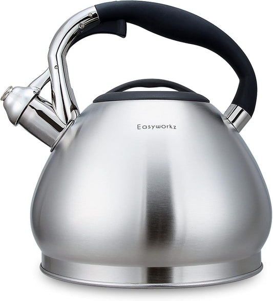 Easyworkz Whistling Stovetop Tea Kettle Food Grade Stainless Steel Hot Water Tea Pot With Loud Whistle,3.1 Quart(3.0l)