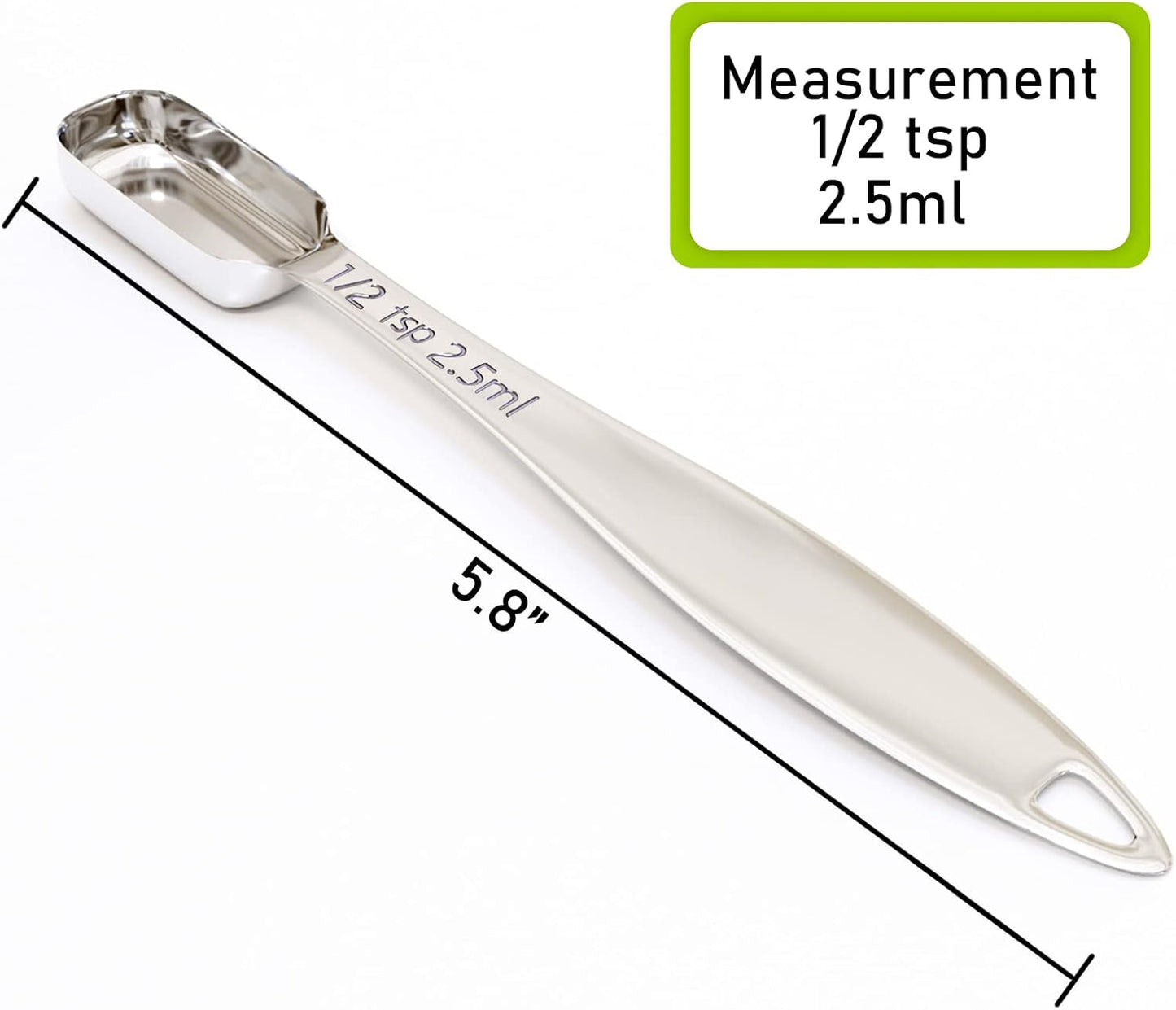 1PCS 1/2Teaspoon (2.5ml) Single Measuring Spoon, Individual Stainless Steel Long Handle Measure Tablespoon Only