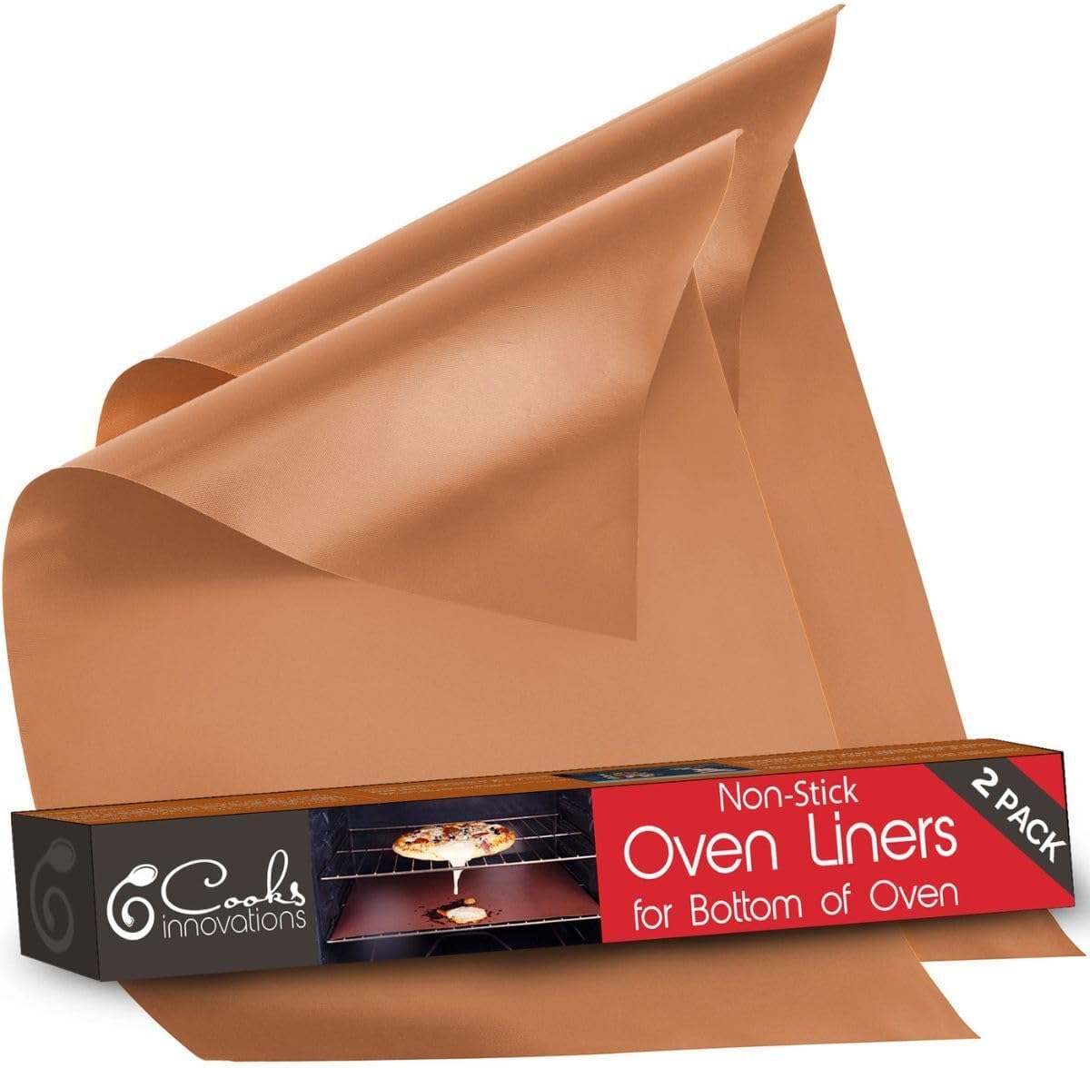 Cooks Innovations Non-Stick Oven Protector Mat - 2 Heavy Duty Nonstick Rack Liners to Protect Convection, Electric, Gas & Microwave Ovens - BPA & PFOA Free Heat Resistant Baking Mat