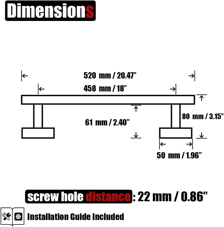 JQK Chrome Towel Bar, 20.5 Inch 304 Stainless Steel Thicken 0.8mm Towel Rack Bathroom, Towel Holder Polished Finished Wall Mount, Useable Length 18 Inch 2 Pack, TB110L18-CH-P2