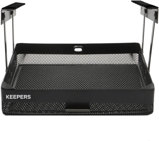Everything Keeper - Organizer for Home, Kitchen, Bathroom, RV, Small Spaces - Storage Organizers - Compact Metal Basket - Under Cabinet Holder - Easy Install - Holds Strong - 13 x 10 x 2.5 in - Black