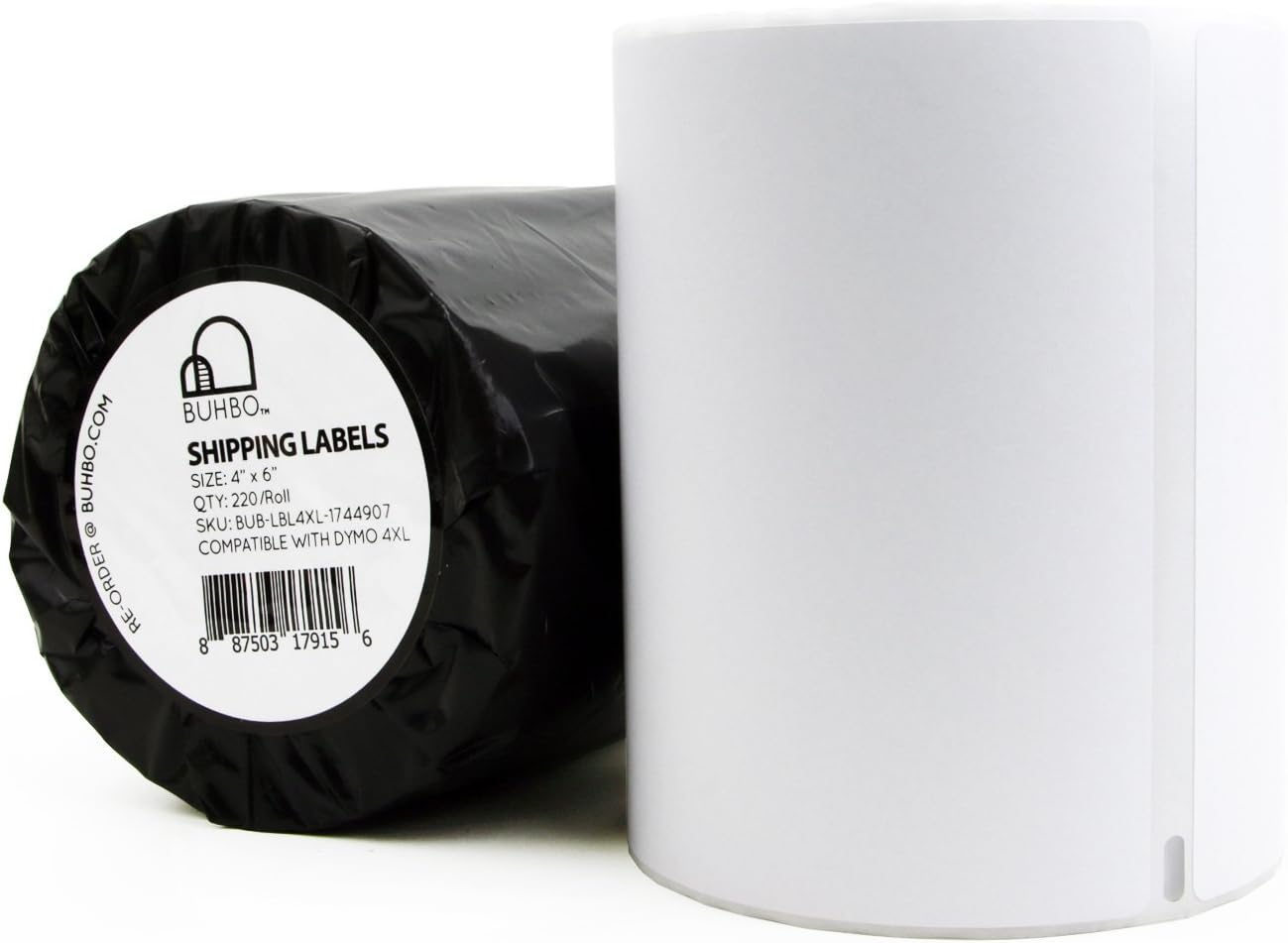 Buhbo Compatible with DYMO LabelWriter 4XL 4" x 6" Shipping Label 1744907, White (2 Pack / 220 Labels Per Roll)
