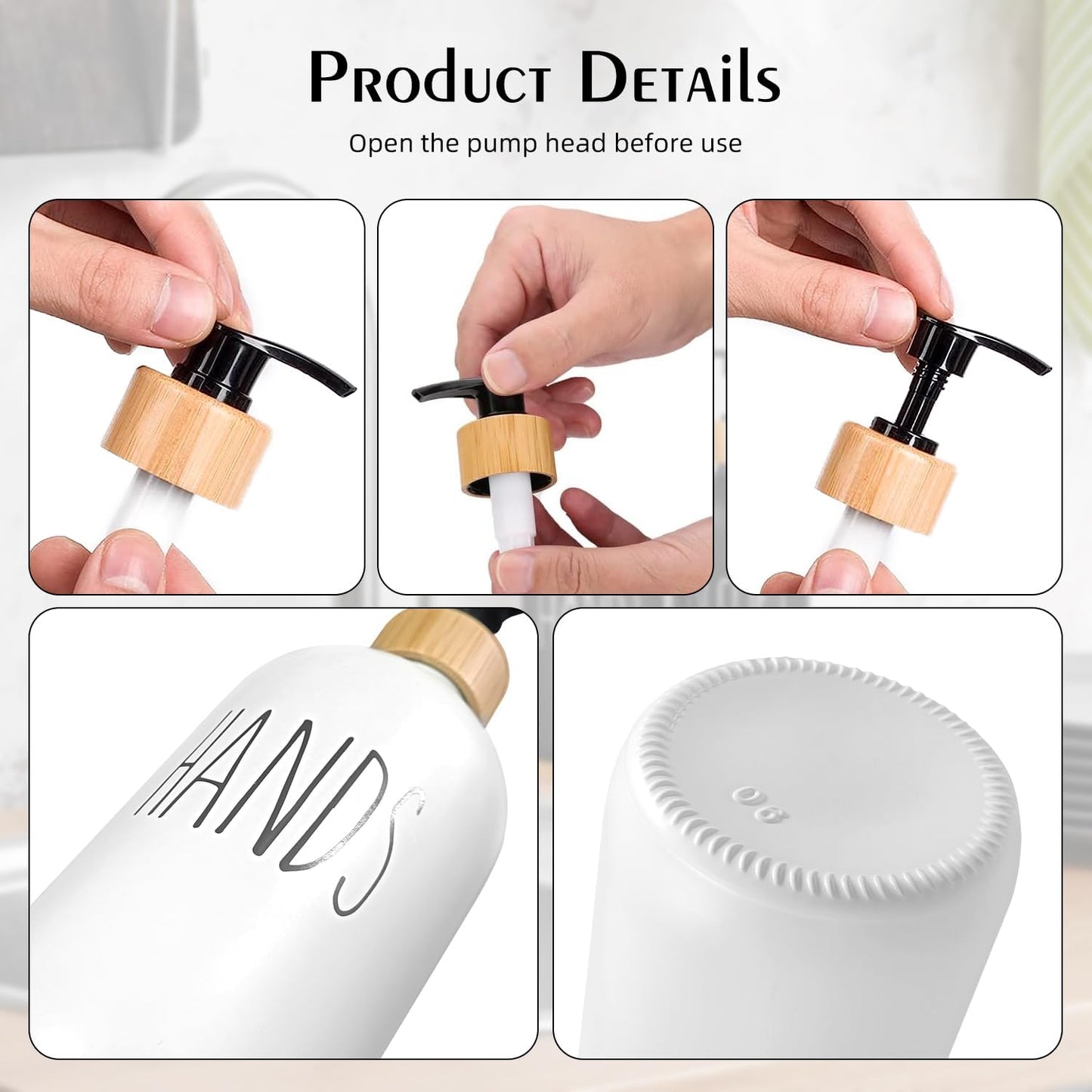 Arktek Glass Soap Dispenser Set with Tray, 2 Pack Hand and Dish Soap Dispenser Set for Bathroom and Kitchen Bottle Dispenser with Dish Soap, Hand Soap, Lotion 17 Oz (2 White)