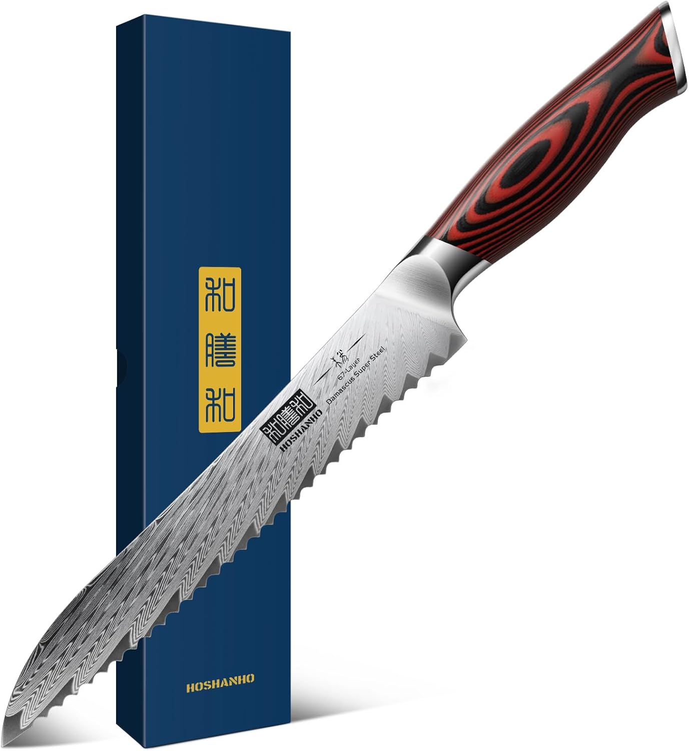 Bread Knife,8 Inch Serrated Bread Knife Ultra Sharp Damascus Steel Bread Kitchen Knife, Professional Bread Knife for Homemade Bread