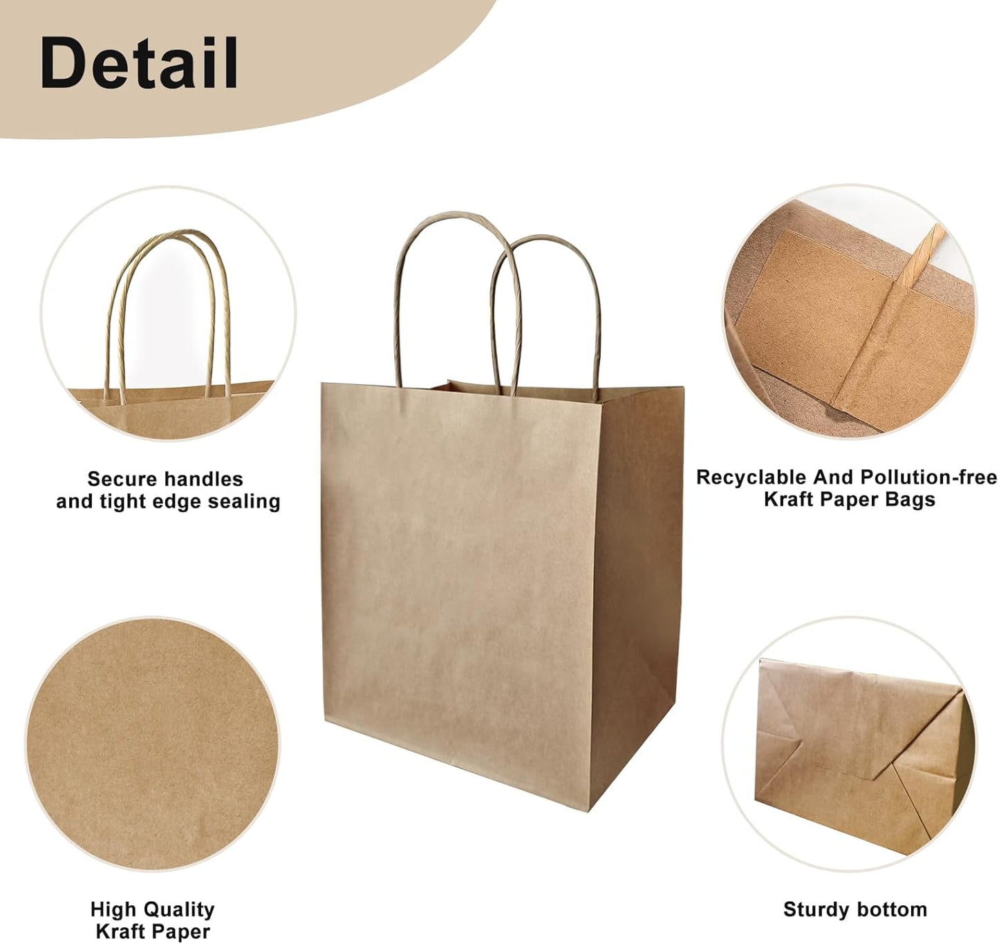 Take-Out Paper Bags and Four Drink Paper Trays 25 Pack, Four Cup Carrier Tray Coffee Cup Holder Disposable Cup Holder Tray,Brown Baper Bags with Handles Bulk (Four-Cup Size)