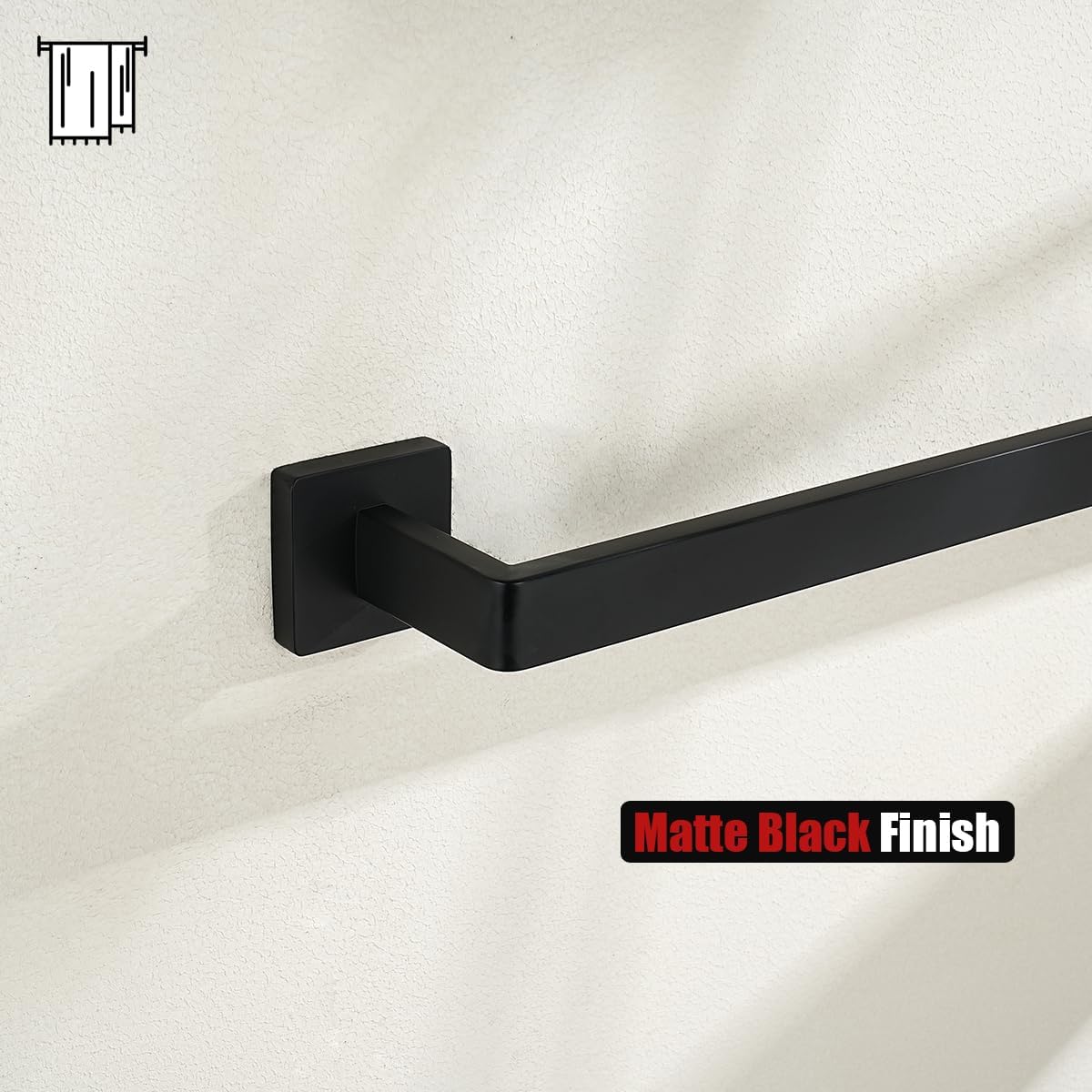 JQK Black Towel Bar, Rounded Edges 18.41 Inch Towel Rack, 304 Stainless Steel Bathroom Wall Mount, Useable Length 16 Inch, TB250L16-PB