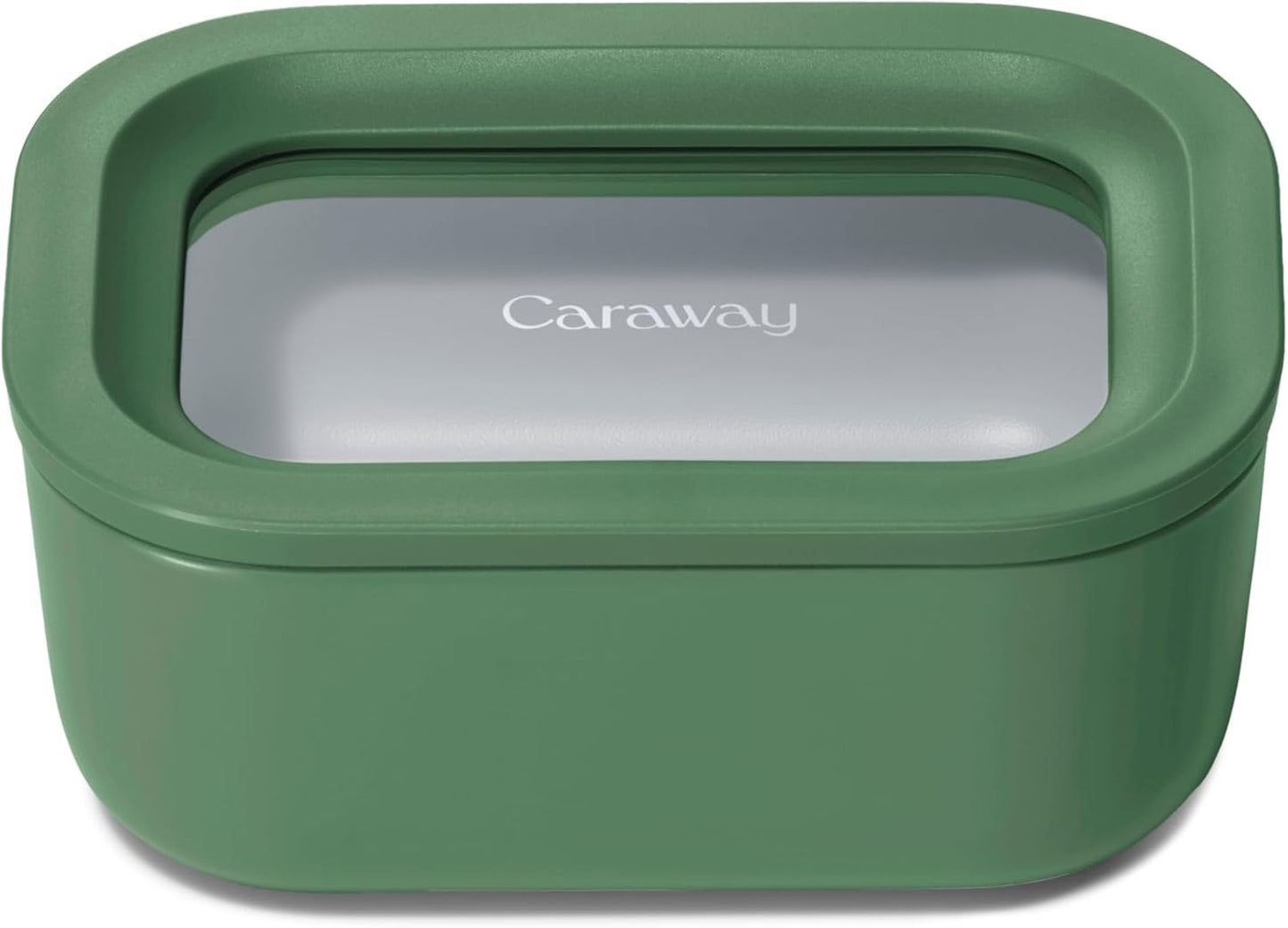 Caraway Mini Rectangle Food Storage Container - 2.6 Cup Glass Storage Container for Food - Non-Toxic Ceramic-Coated Glass - Air Release Technology - Compact & Stackable Design - Sage