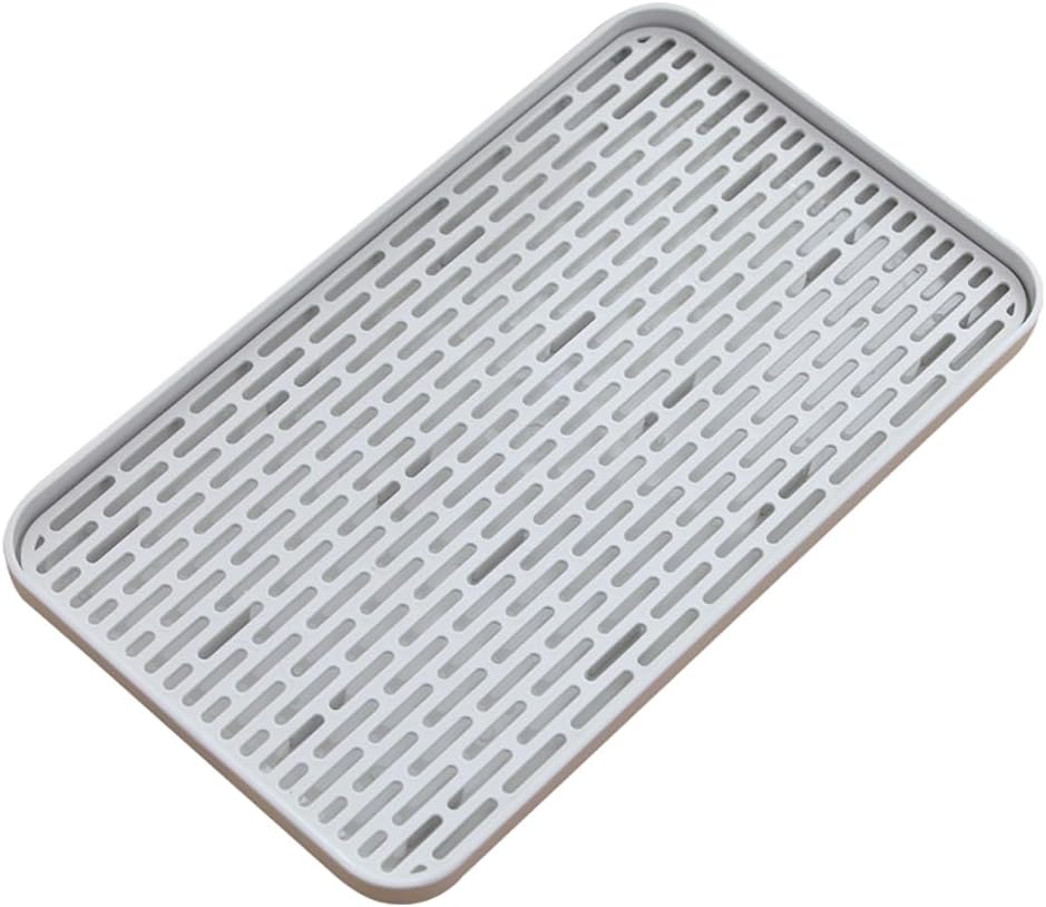 Plastics Drain Tray, Cup & Dish Drying Rack, Drain Board 2 Tier Non Slip Serving Tray with Drainboard Perfect for Sink, Coffee Table, Outdoor (15.4 x 10 x 0.98 in)