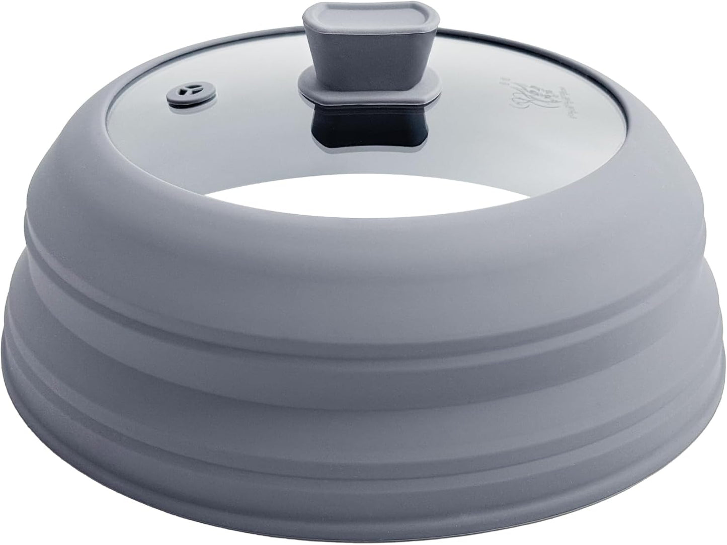 Microwave Splatter Cover for Food Collapsible Glass Microwave Cover Silicone Splatter Guard Dishwasher Safe Splatter Lid for Plates, Bowls, Pots & Stovetop Cooking 11.8" Gray