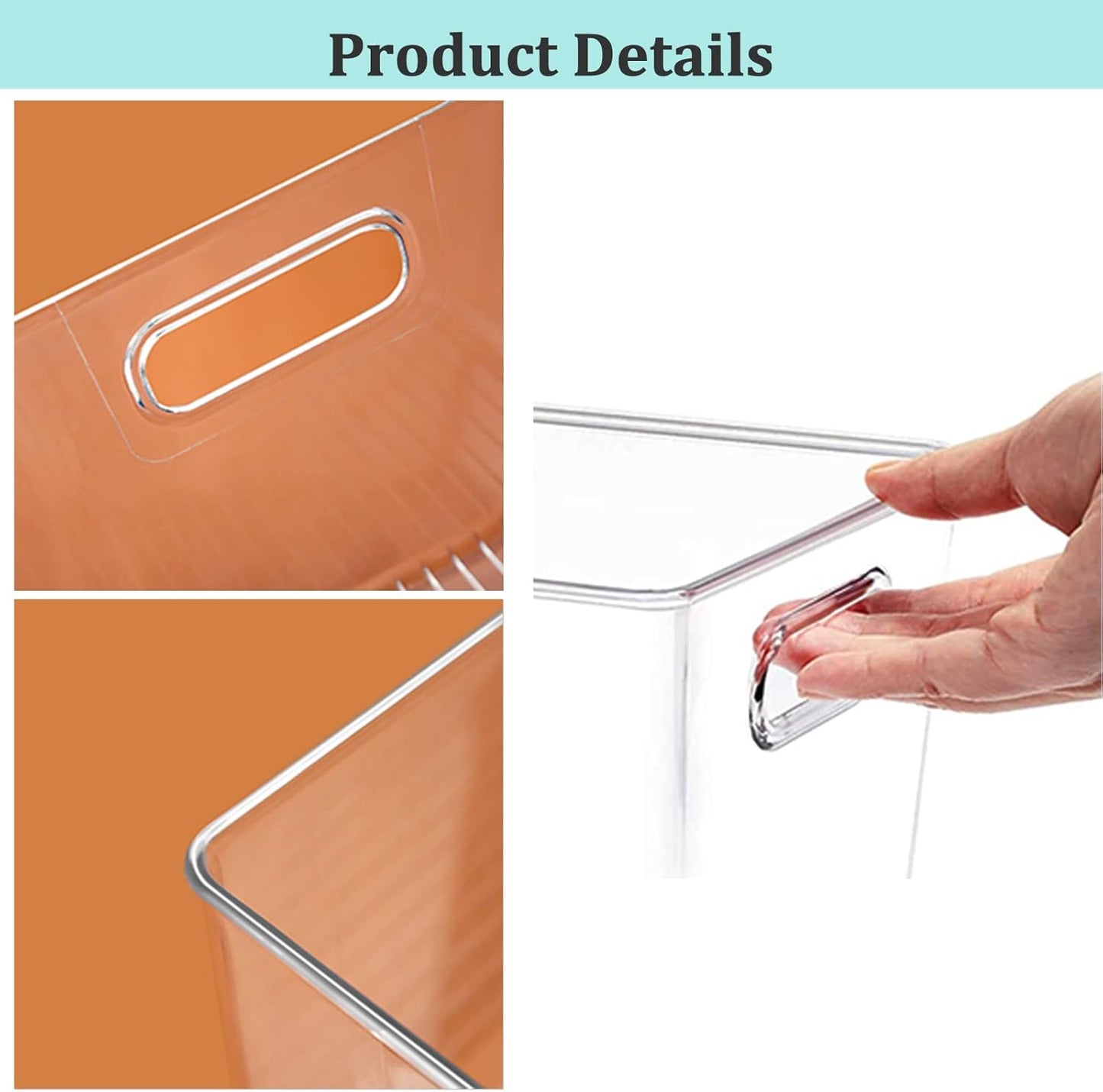 Clear Plastic Storage Bins, 4 Pack Pantry Organizers & Storage Containers, Cabinet Organizer, Home Organization Must Haves for Kitchen, Laundry Room, Office, Closet & Freezer