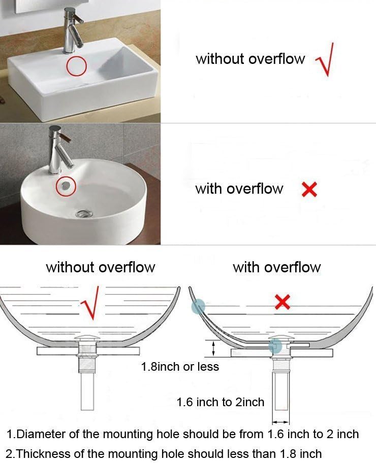 Bathroom Toilet Faucet Vessel Vanity Sink Large Pop Up Drain Stopper with Overflow for Restroom, Kitchen Oil Rubbed Bronze Sink Drainer