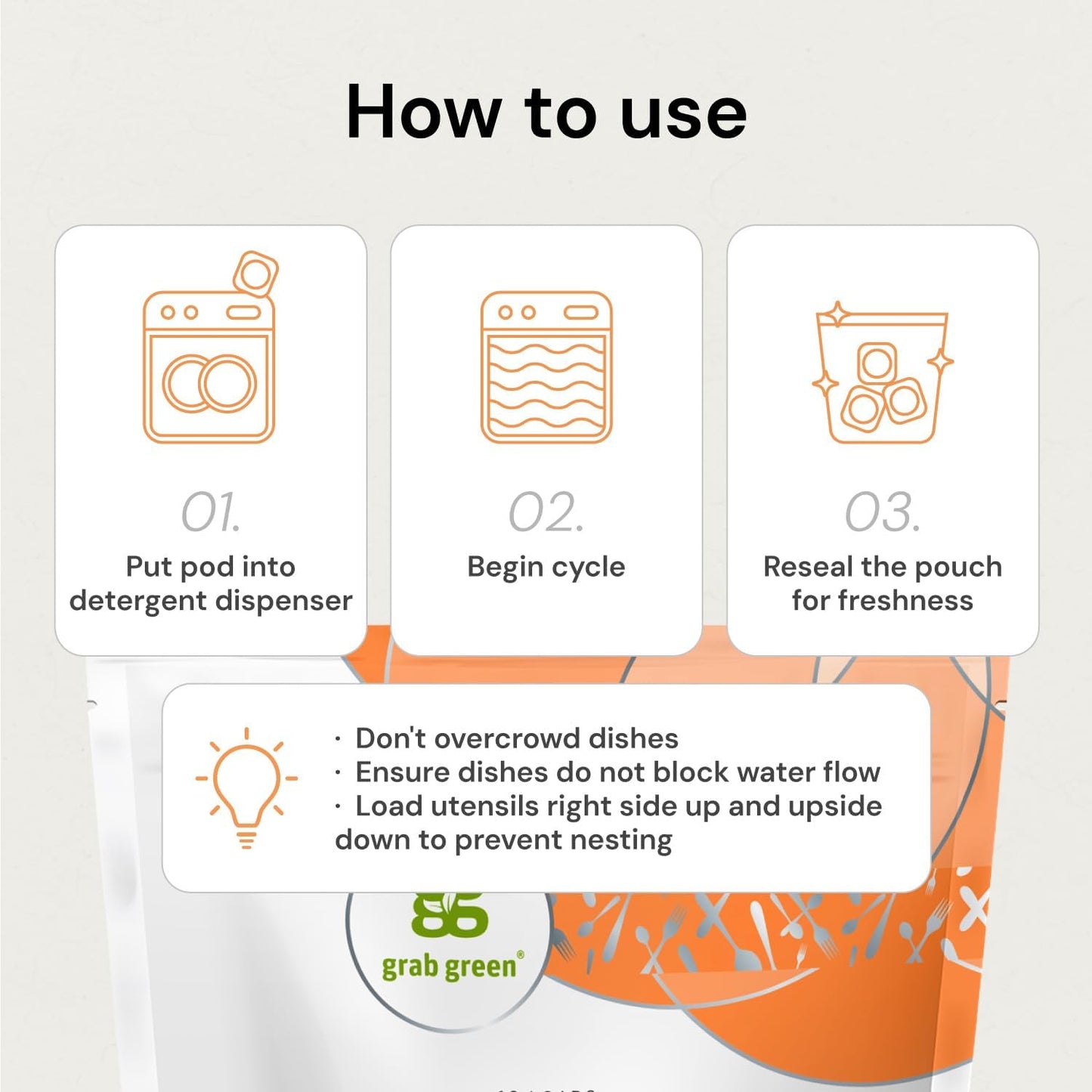 Grab Green Automatic Dishwashing Detergent Pods, 24 Count, Thyme Fig Leaf Scent, Plant and Mineral Based, Superior Cleaning, Powerful Grease Removal,