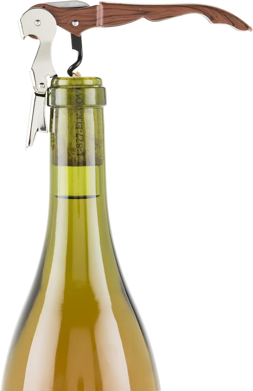 True Brands TrueTap Double Hinged Waiters Corkscrew, Top-notch Stainless Steel Opener with Foil Cutter Built to Last Wine Key Natural, Set of 1