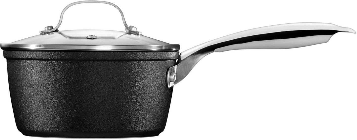 Starfrit The Rock Diamond 10PC Non-Stick Set - Durable Forged Aluminum - Oven Safe - PFOA Free - Easy to Clean - Black