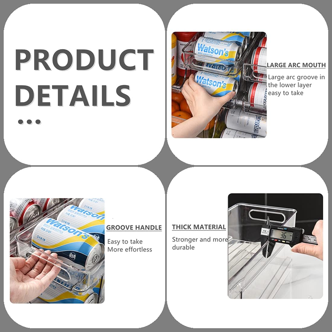 Xicennego Upgrade Double-Layer Rolling Beverage Soda Can Storage Organizer, Soda Can Dispenser for Refrigerator, Fridge Can Drink Holder, Plastic Storage Rack for Fefrigerators, Pantry (Standard)