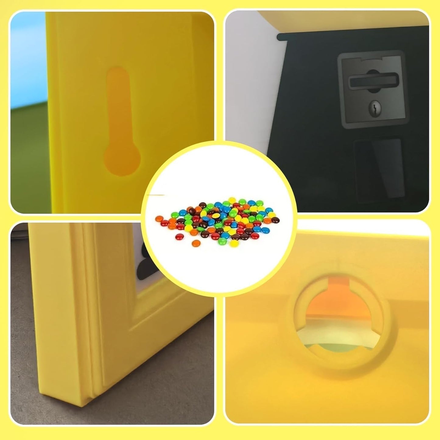 Candy Dispenser Picture Frame, Handy Candy Frame Dispenser,Hanging Machine Art For Candies, Nuts, Dog & Cat Treats, Suitable for Holiday Gifts (Yellow)