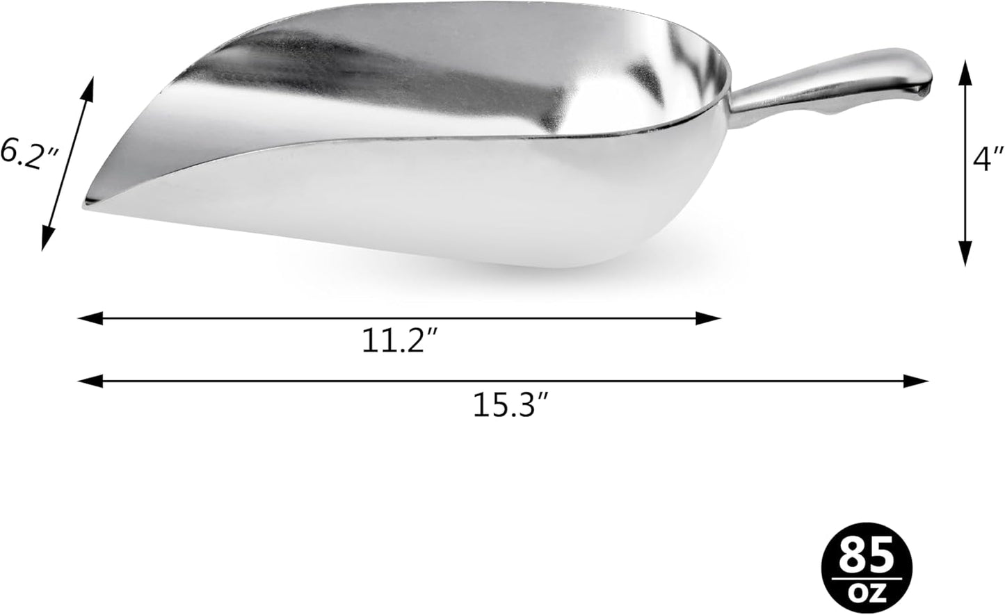 New Star Foodservice 34608 One-Piece Cast Aluminum Round Bottom Bar Ice Flour Utility Scoop, 85-Ounce, Silver (Hand Wash Only)