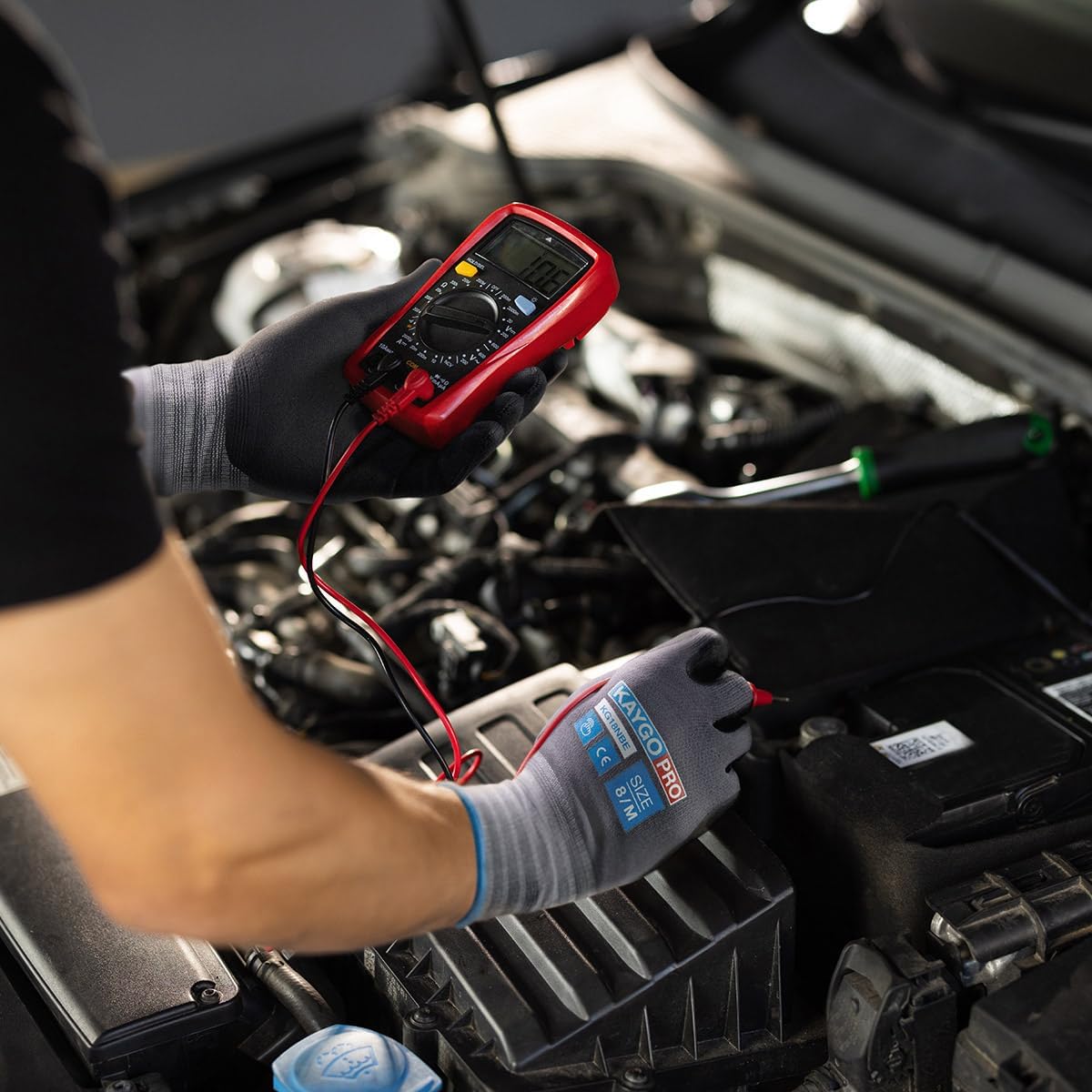 KAYGO Safety Work Gloves MicroFoam Nitrile Coated, 3 Pairs KG18NB,Seamless Knit Nylon Glove with full fingers Touchscreen, Ideal for Automotive,Warehouse,Construction (Gray, X-Large)