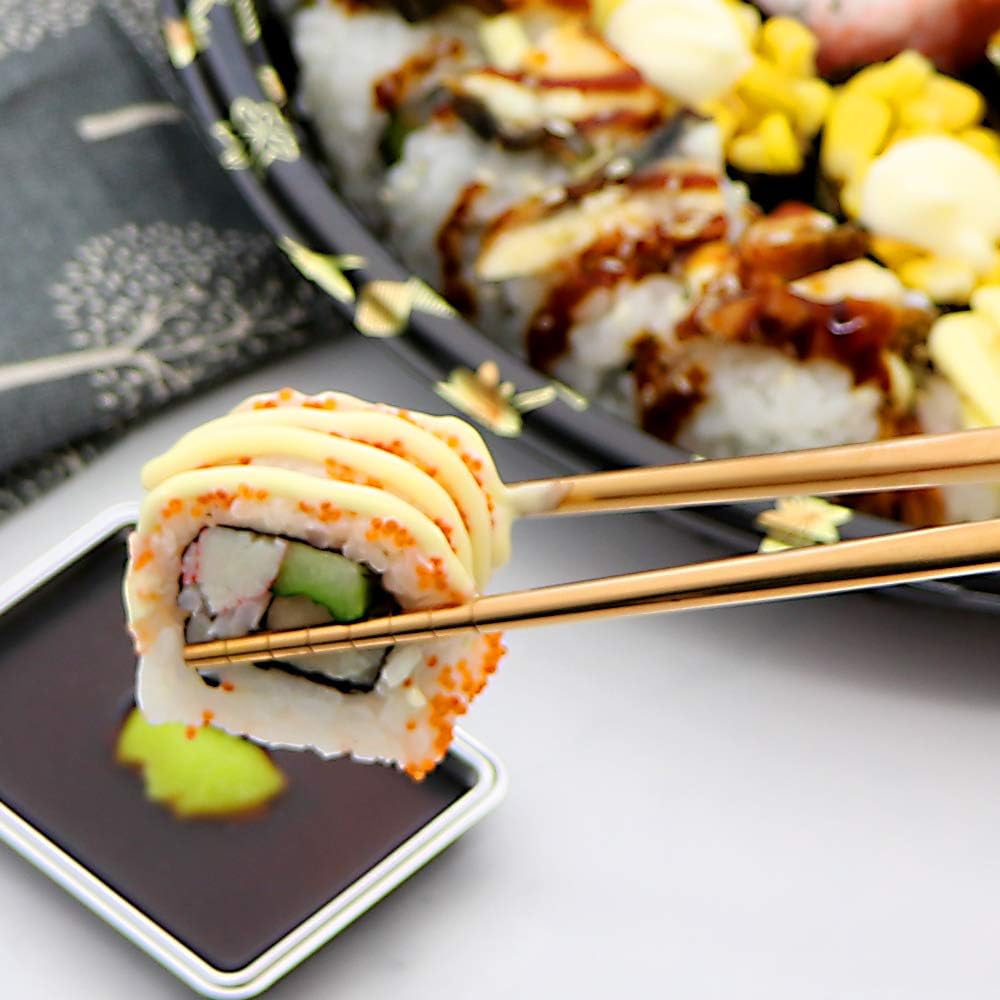 Stainless Steel Chopsticks Reusable Multicolor Lightweight 304 Metal Chopsticks Dishwasher Safe - 5 Pairs (Rose Gold)