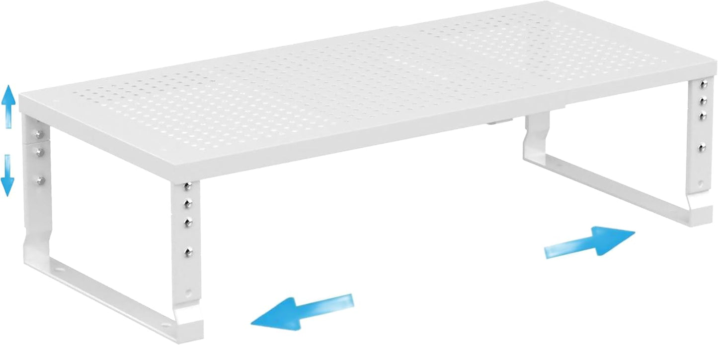 Expandable Spice Rack Kitchen Cabinet Shelf Organizer, Stackable Storage Shelves Racks, Adjustable Counter Shelving for Cabinets, Countertop, Cupboard,Pantry and More(1Pack/White/Large)